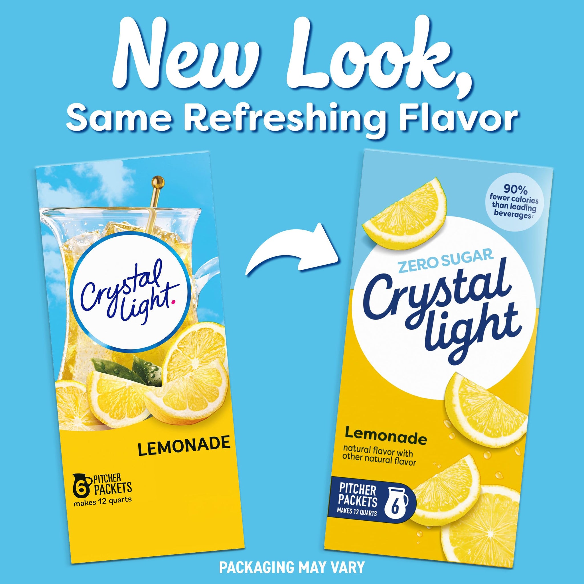 Crystal Light Drink Mix, 6 Pitcher Packets, for Flavorful Hydration and Shareable Refreshment, Lemonade, natural flavor with other natural flavor