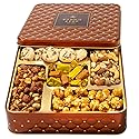 Caramels and Nut Sweet and Savory Gift Basket for Christmas Gifts, Dad, Men, Women, Holiday Parties | Gourmet Holiday Snack Tin Box | Churro Cinnamon