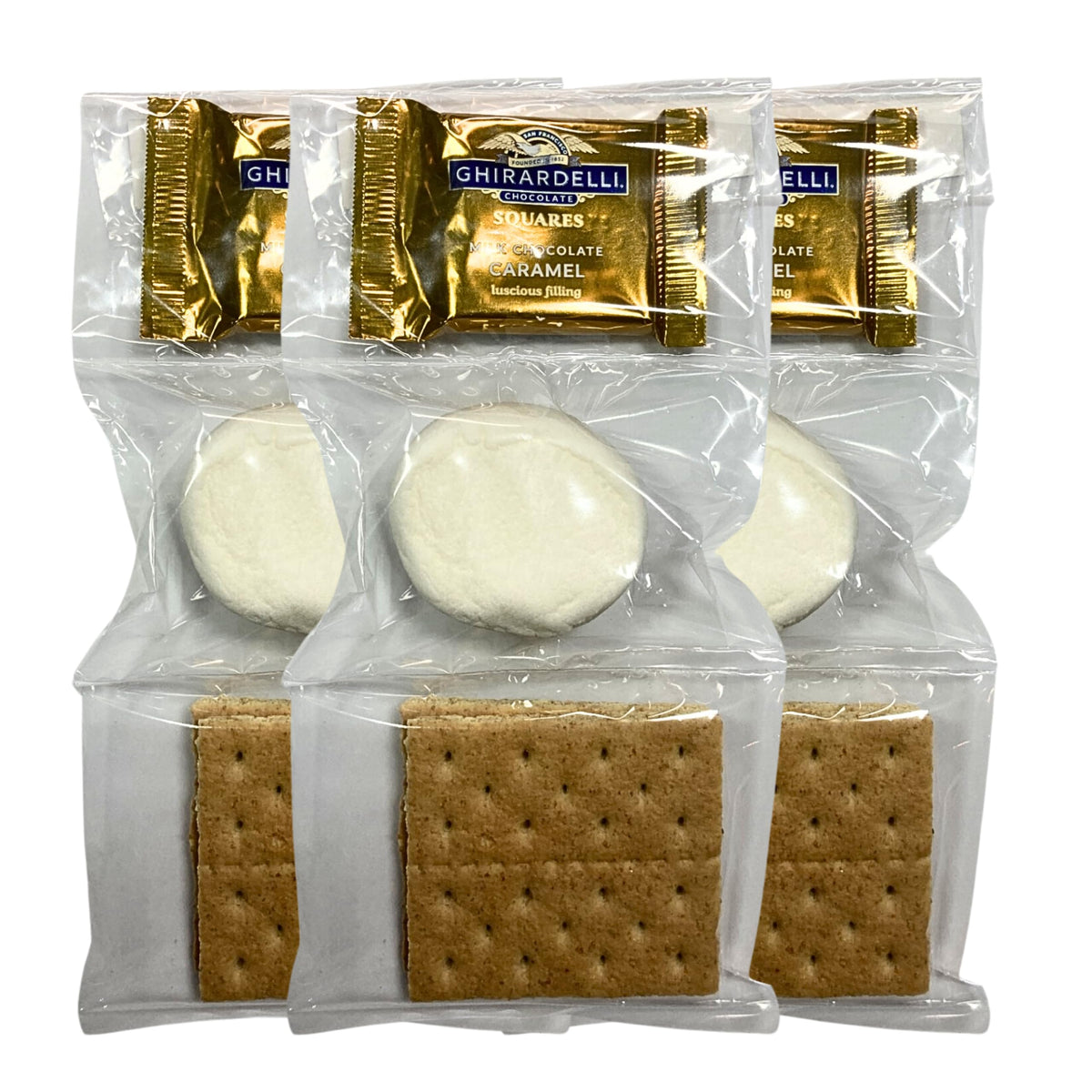 WBB | SMORES KIT STRIP | Individually packaged set : Graham Crackers, Marshmallow, Chocolate | Make delicious smores (100 sets) (Milk Caramel