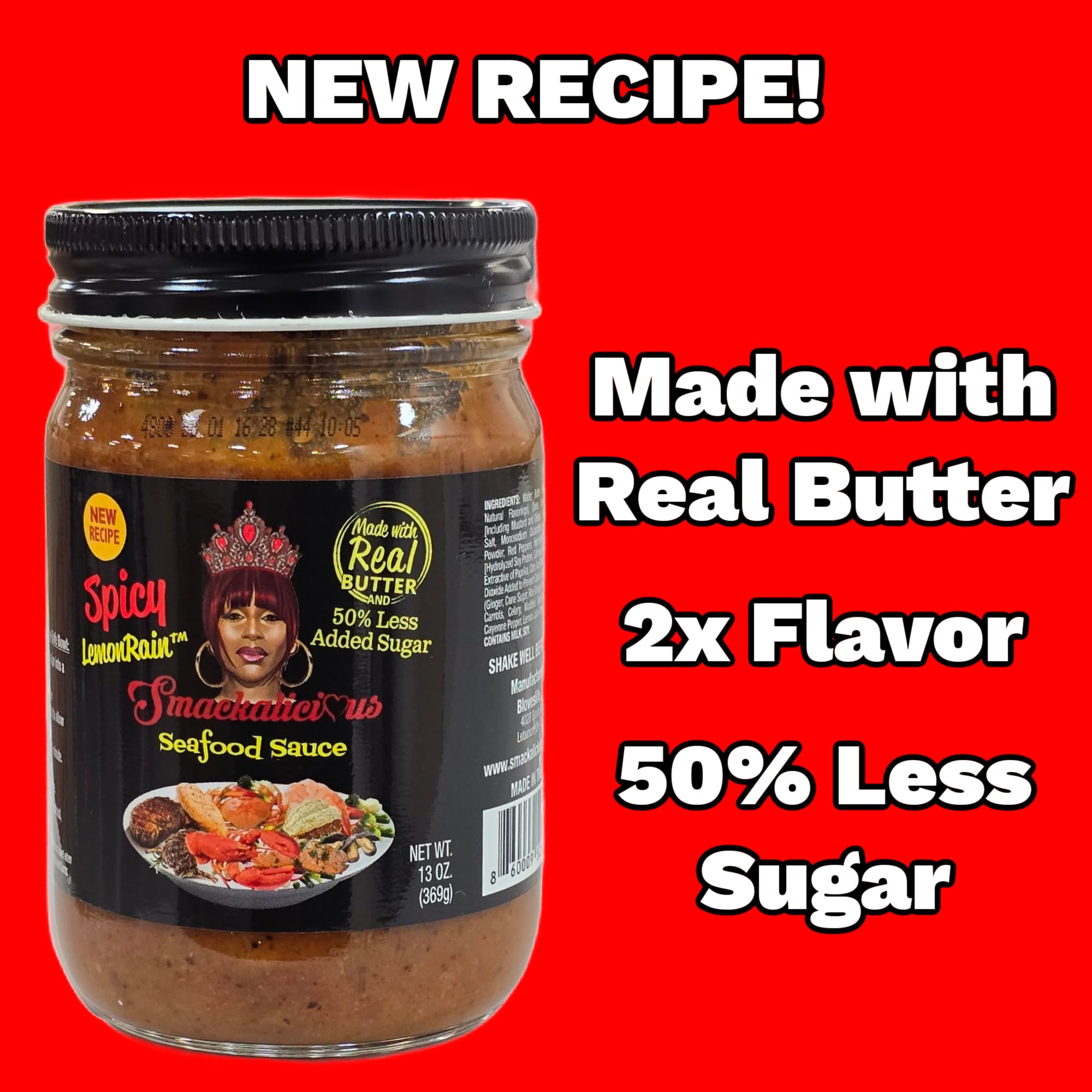 Bloveslife Spicy Lemon Smackalicious Seafood Sauce 13 oz - Vegetarian Friendly, Bold Cajun Spice for Meals, Seafood Dishes and Vegetables