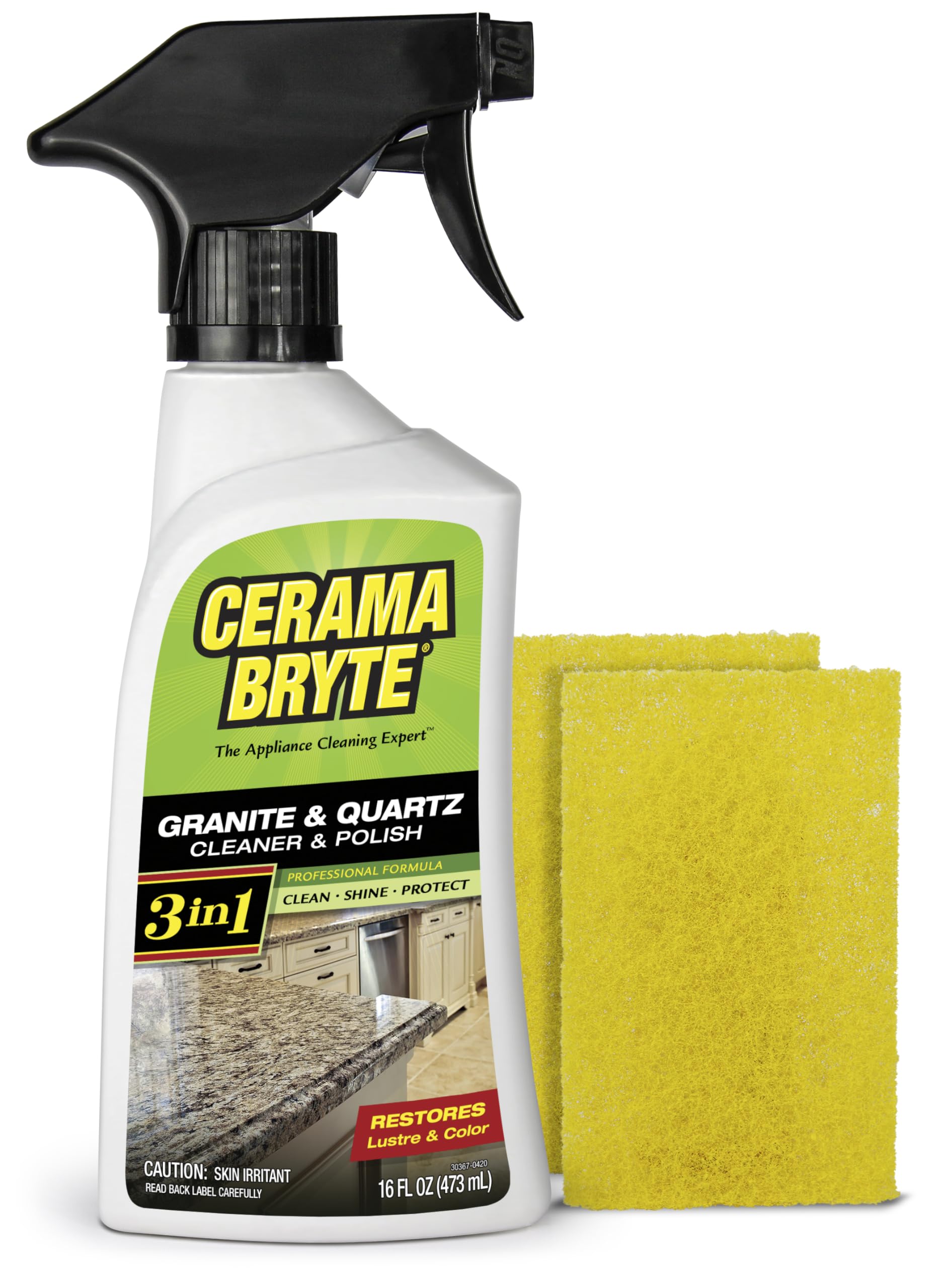 Cerama Bryte Granite and Quartz Daily Cleaner & Polish Safely Also Use On Marble Soapstone Quartz Quartzite Slate Limestone Corian Laminate Tile