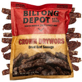 Biltong Depot Crown Drywors - 1lb (16oz) | Air-Dried Beef Snack Sticks | High Protein | Paleo and Keto Friendly | Zero Sugar | Gluten Free | No