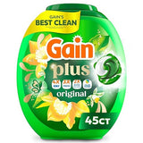 Gain Plus Flings Liquid Laundry Detergent Pacs, Gain's Best Clean, All-In-One, Original Scent, 45 Count