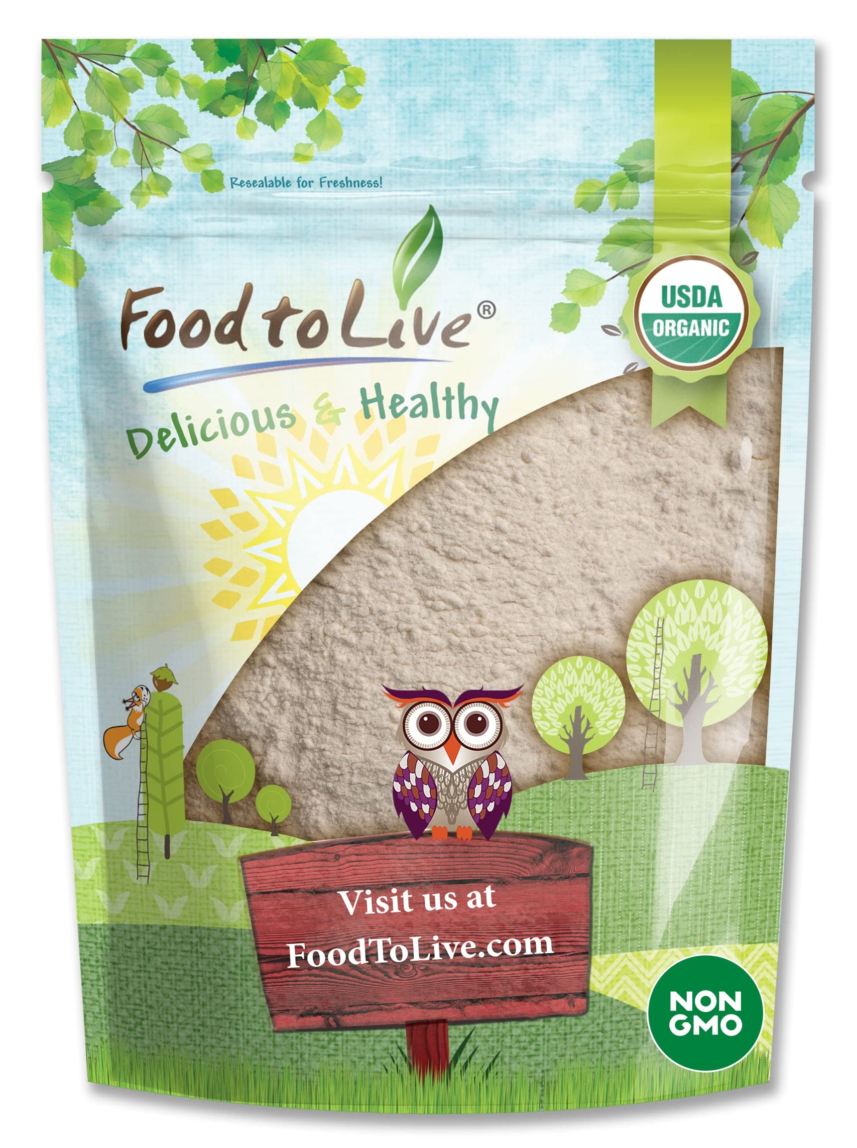 Food to Live Organic Spelt Flour, 6 Pounds - Whole Grain, Non-GMO, Kosher, Vegan, Bulk, Great for Baking Bread, Product of the USA