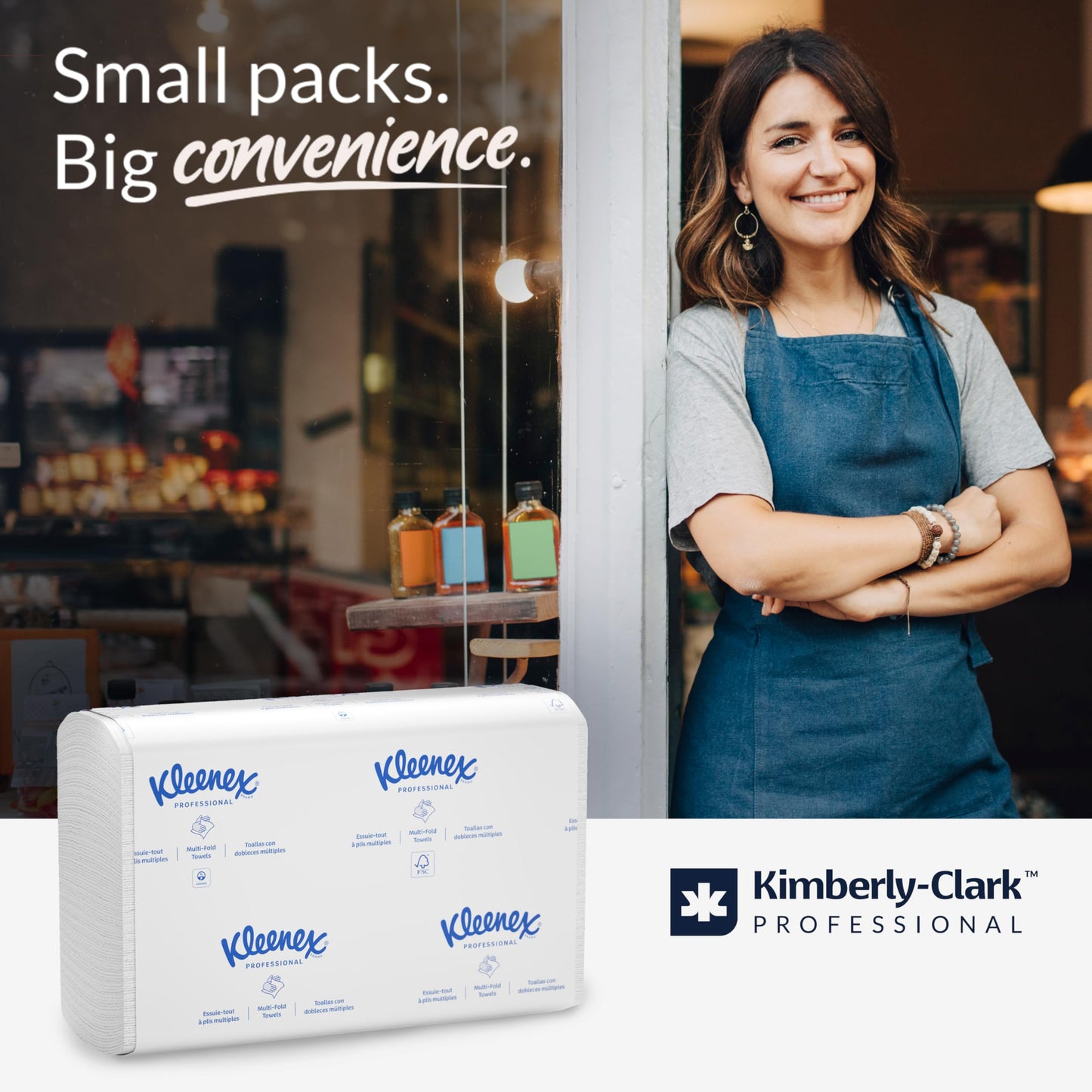 Kleenex Professional Universal Multifold Paper Towels, Bulk (02046), Absorbency Pockets, 9.2" x 9.4" Towel, White (150 Sheets/Pack, 8 Packs/Case