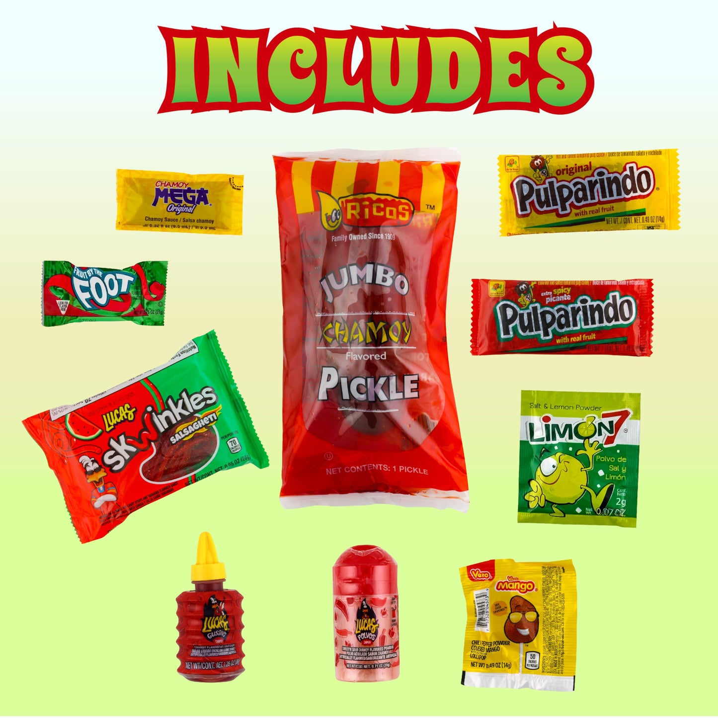 Ricos Jumbo Chamoy Pickle Kit, Mexican Candy Mix Ready to make the Famous TikTok Trend, Includes Ricos Jumbo Dill Pickle in Chamoy Souce, Baby Lucas