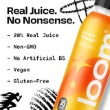 Aurora Orange Juice Drinks by Loom, Low Sugar Juice, Real Fruit, No Added Sugar, Healthy Hydration, 30 Calories, Non-GMO, 12 oz bottles, 12 pack