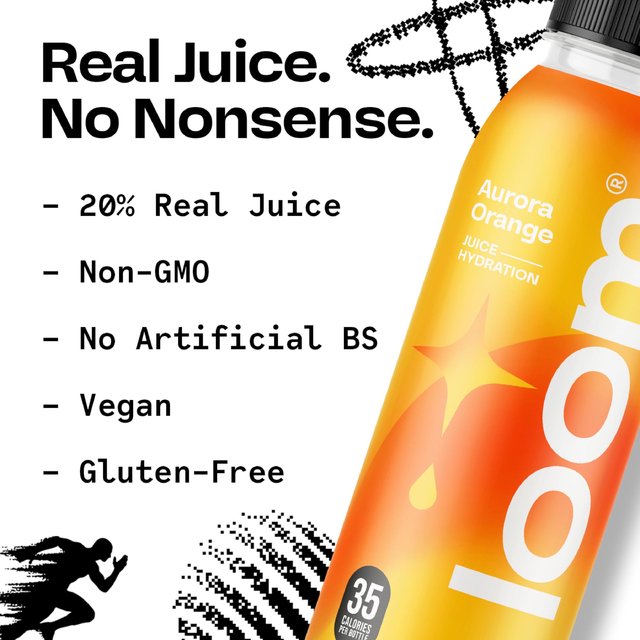Aurora Orange Juice Drinks by Loom, Low Sugar Juice, Real Fruit, No Added Sugar, Healthy Hydration, 30 Calories, Non-GMO, 12 oz bottles, 12 pack