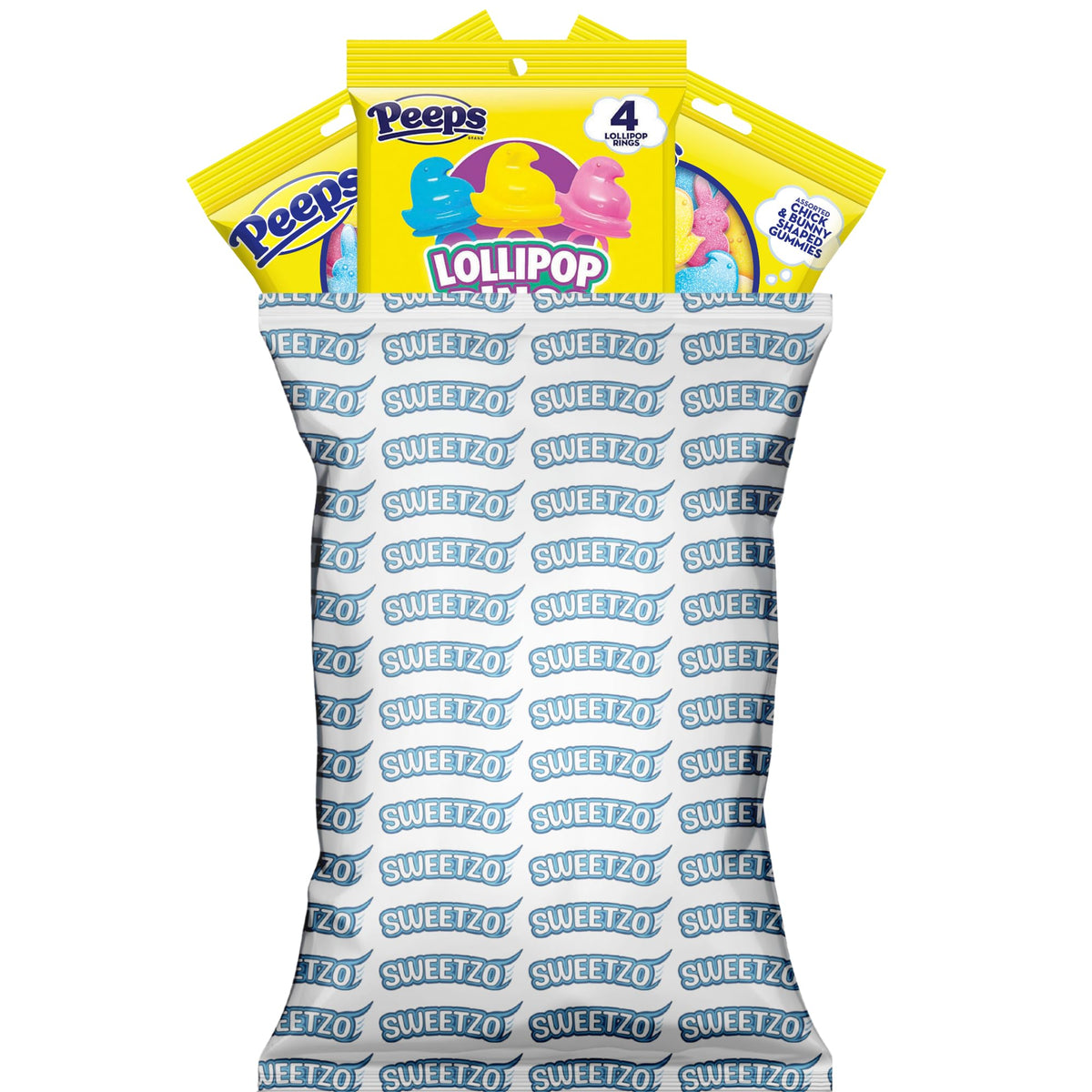 Peeps Lollipop Rings and Gummies, Multicolored Chick and Bunny Shaped Candy, Individually Wrapped Pieces (Pack of 3)