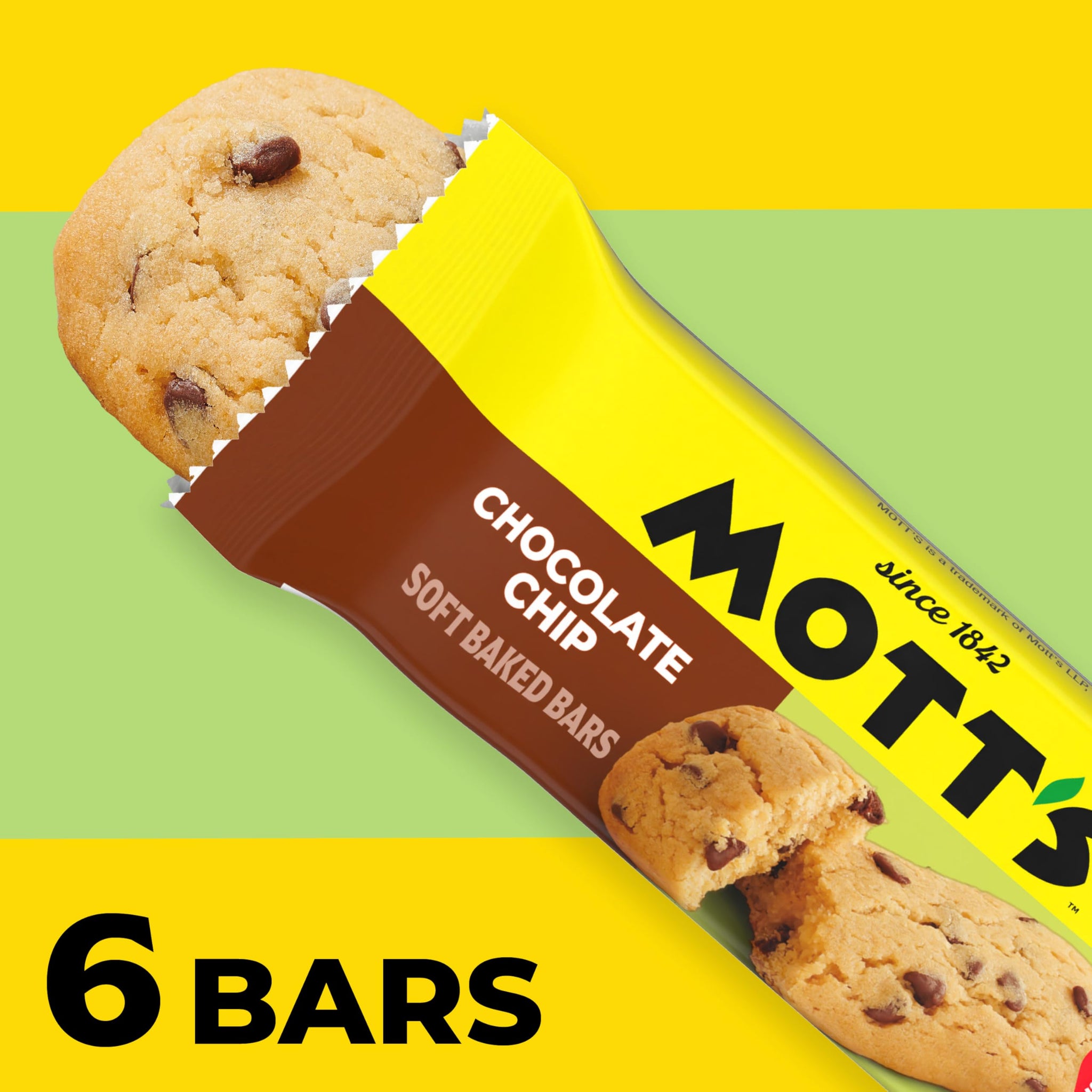 Mott's Soft Baked Bars, Chocolate Chip, Made with Applesauce, 6 Ct, 5.76 oz