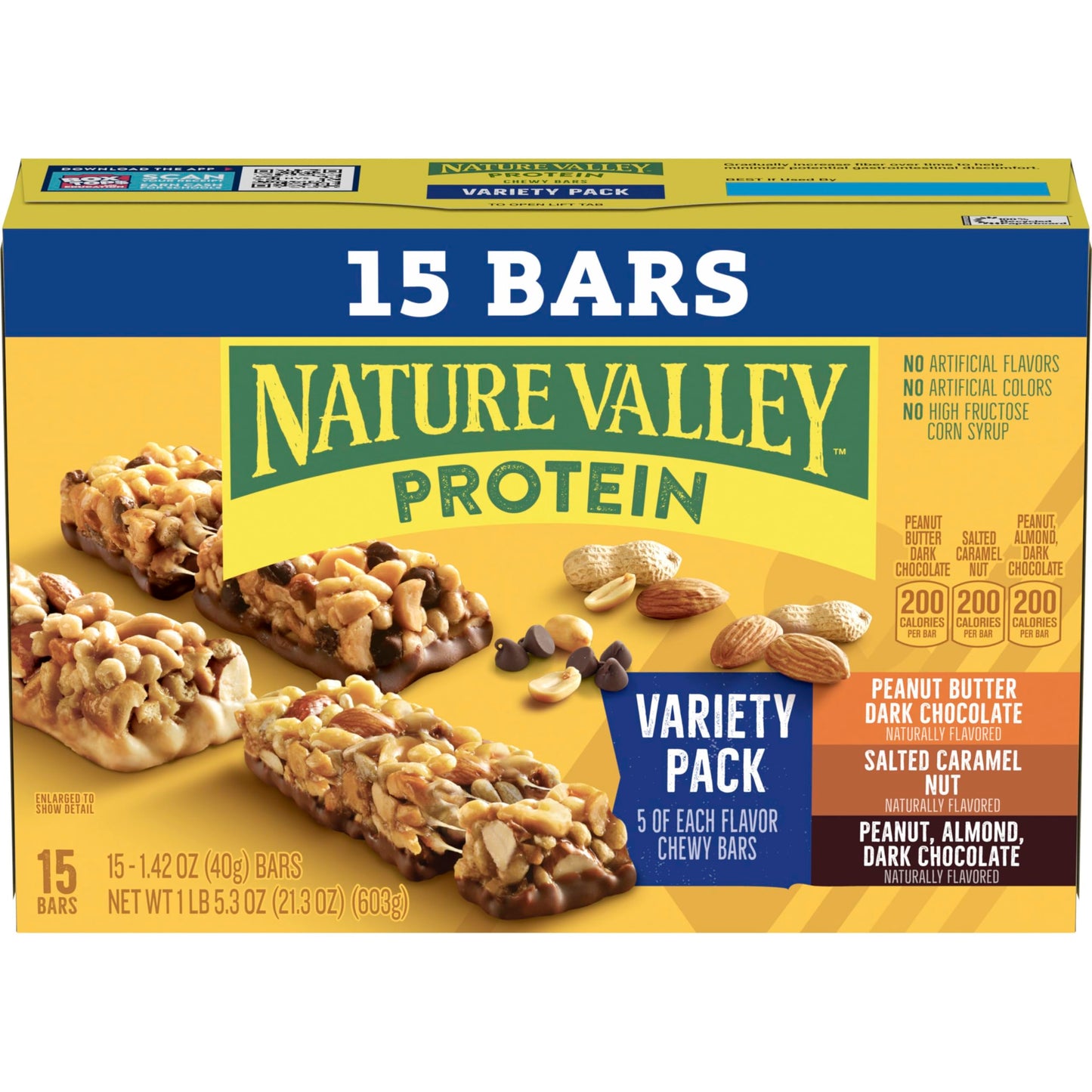 Nature Valley Protein Bars Variety Pack, Gluten Free Chewy Granola Snack Bars, 10g Protein, Peanut Butter Dark Chocolate, Salted Caramel Nut, Peanut
