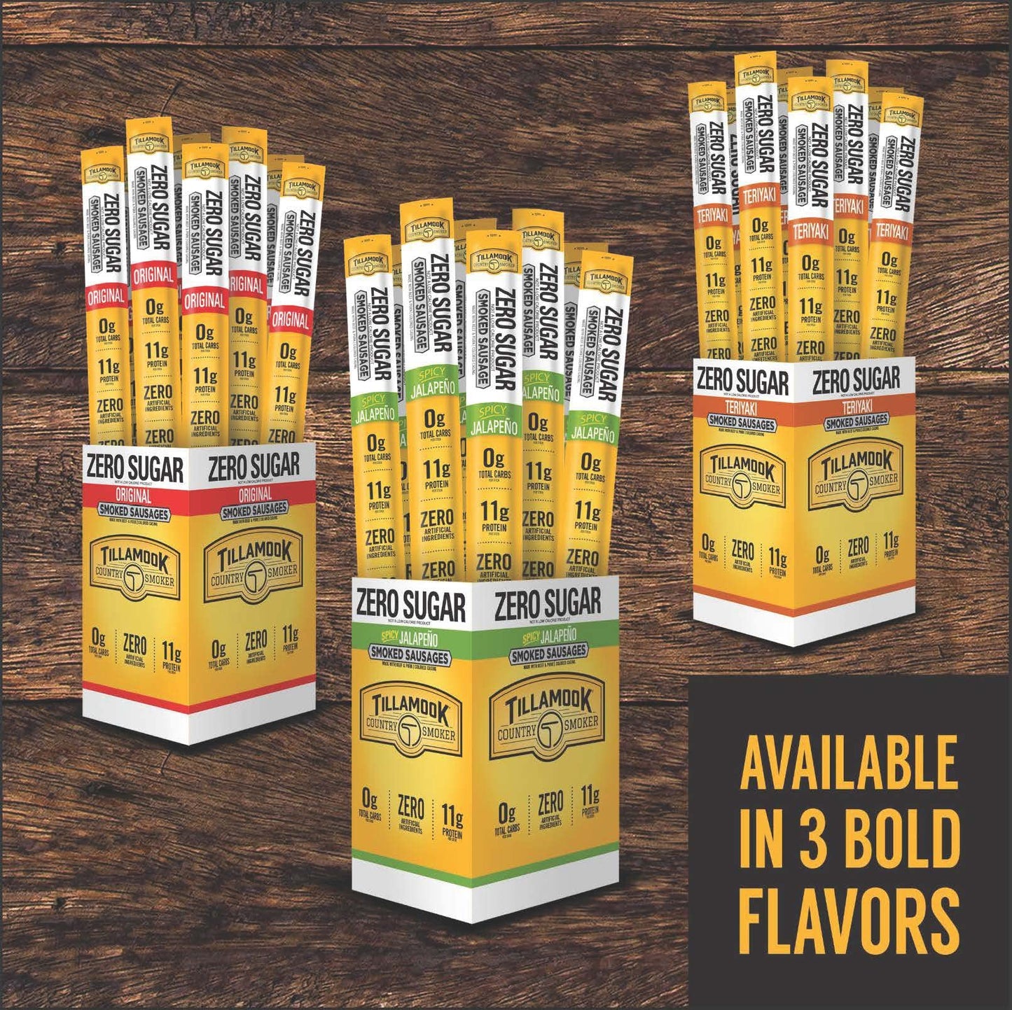 Tillamook Country Smoker Keto Friendly Zero Sugar Smoked Sausages, Original, 1.25 Ounce, 24 Count