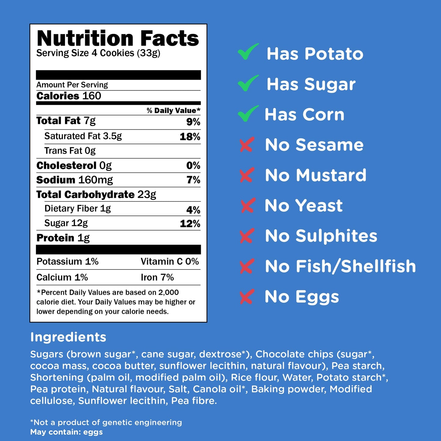 Kinnikinnick Gluten Free Montanas Chocolate Chip Cookies, 8 oz Box, Allergy Friendly, Vegan, Kosher