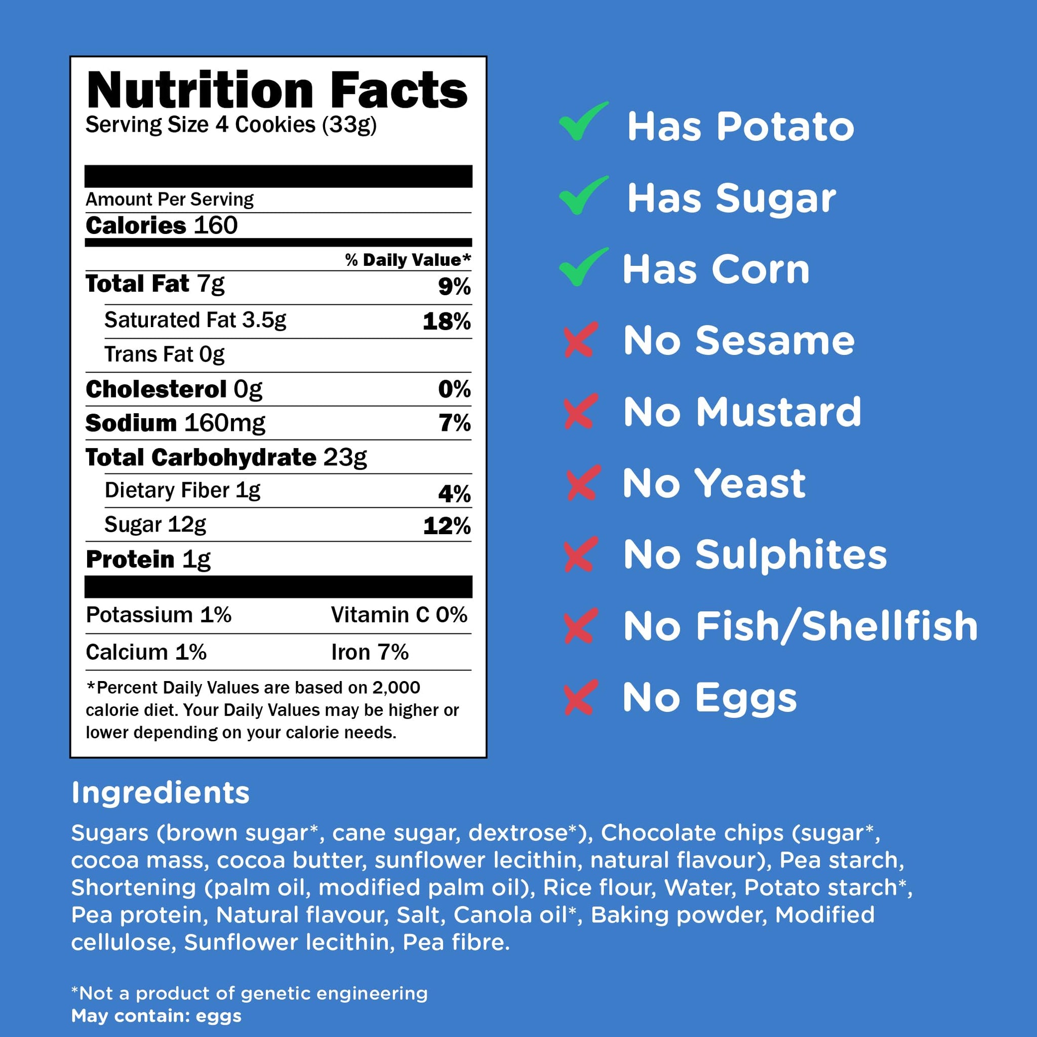 Kinnikinnick Gluten Free Montanas Chocolate Chip Cookies, 8 oz Box, Allergy Friendly, Vegan, Kosher