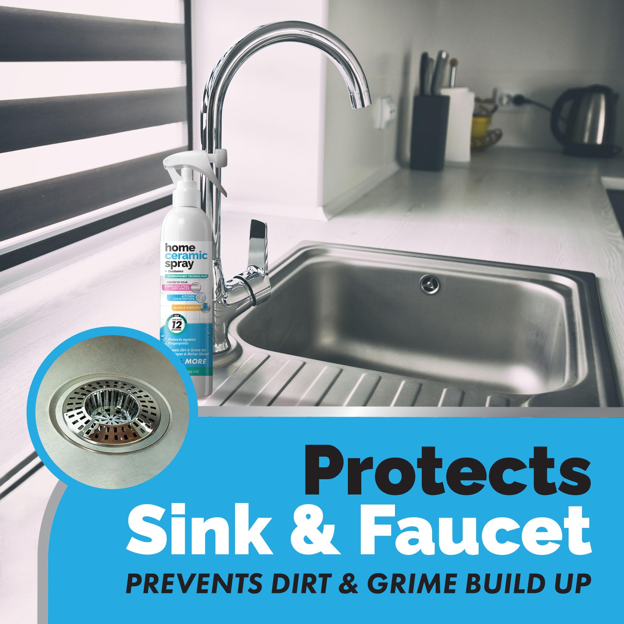 [12 Oz] Home Ceramic Coating Spray Kit - Shine, Seal & Protect Kitchen & Bath Surfaces - High Shine - Repels Stains & Grime Effortlessly - Use on