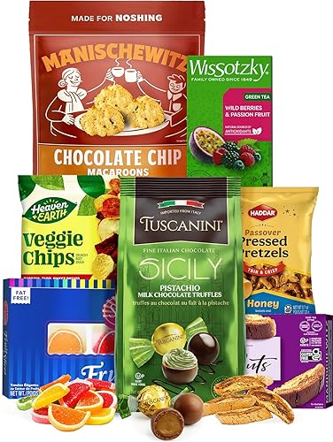 Kosher for Passover Sweets & Treats Gift Box | Mishloach Manot | The Ultimate Passover Variety Pack | Chocolates, Cookies, Macaroons, Tea and more! |