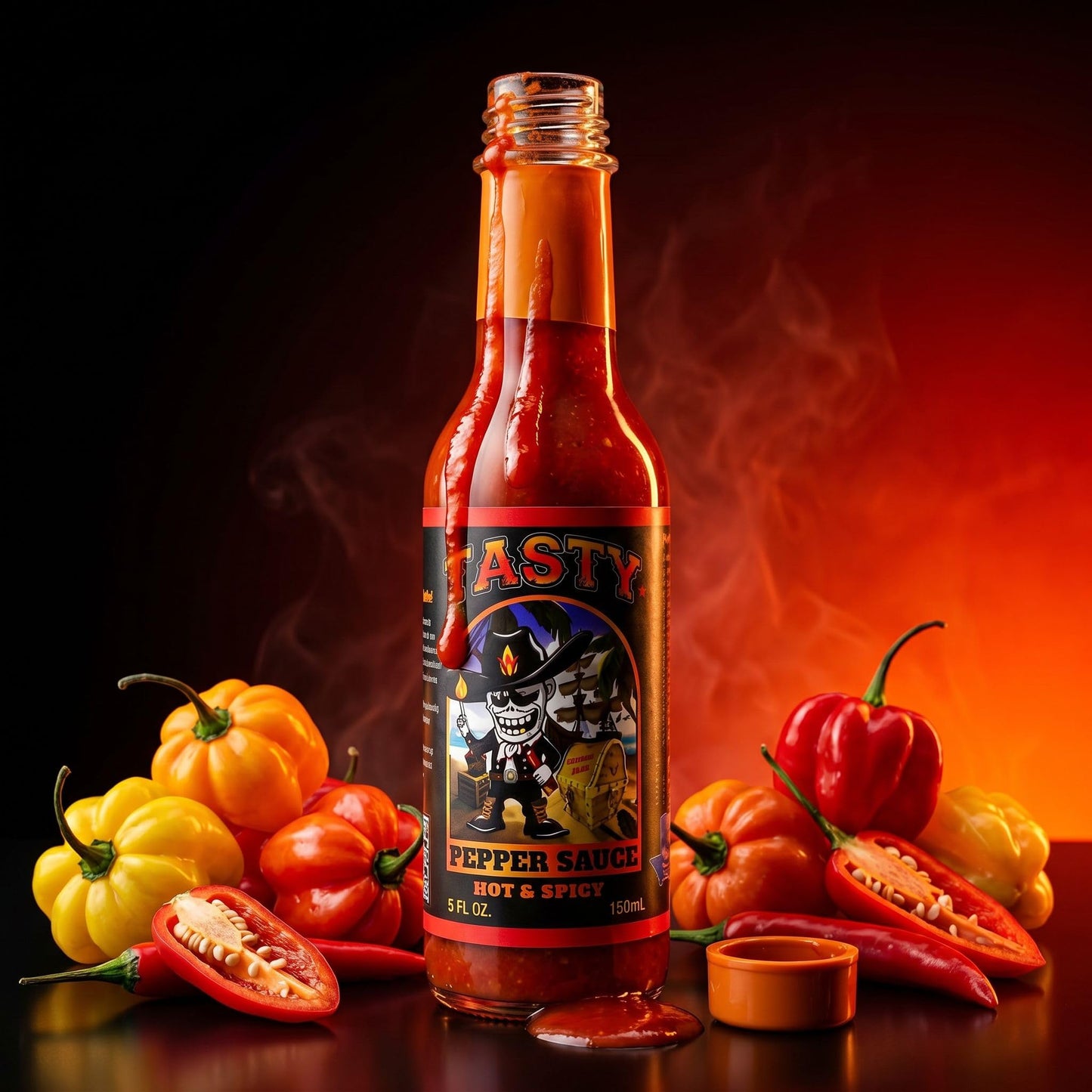 TASTY Pepper Sauce HOT & SPICY - Bold Caribbean Hot Sauce, Scotch Bonnet Pepper Blend, Flavor-Packed Gourmet Hot Sauce with Medium to Hot Heat