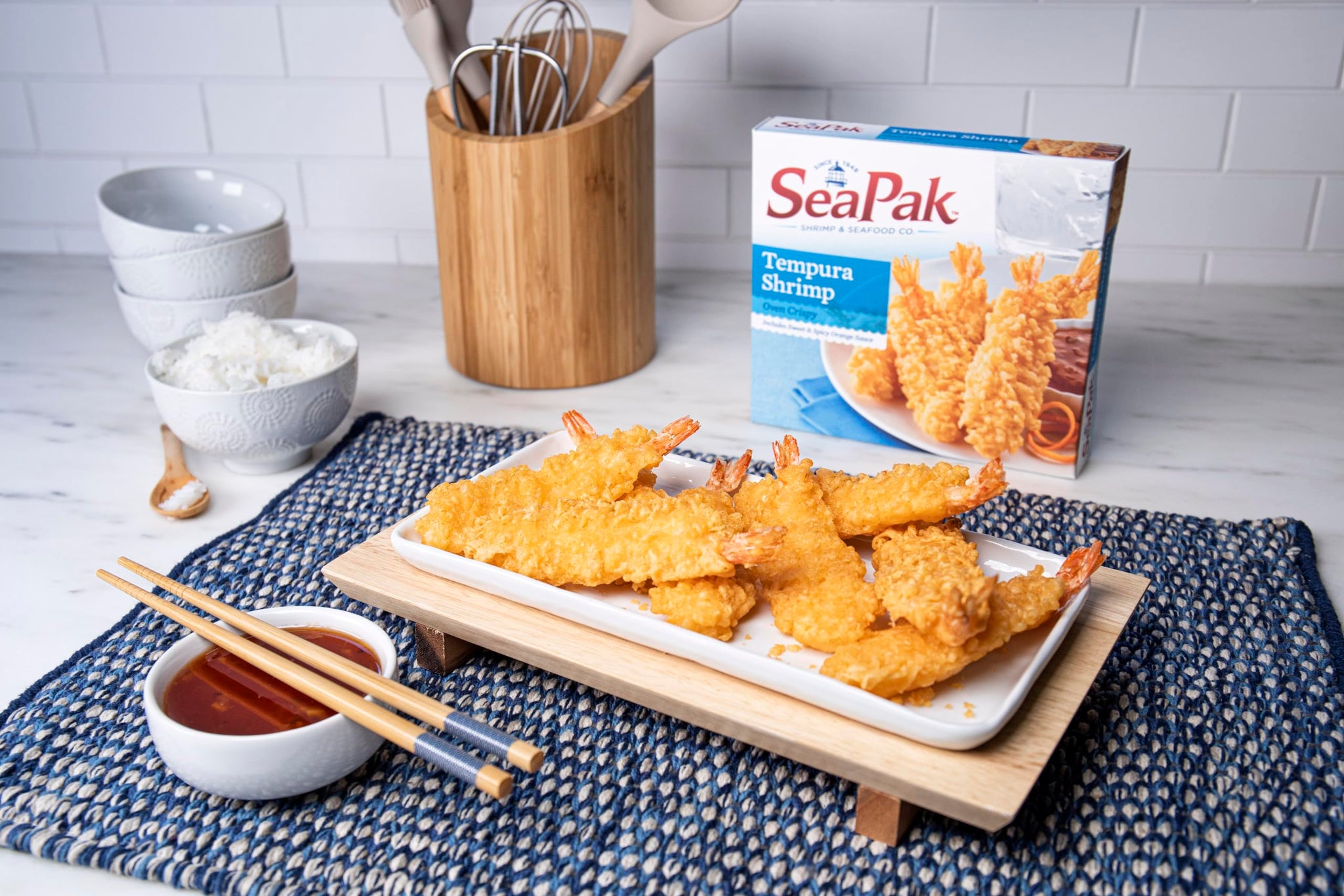 SeaPak Shrimp Tempura with Oven Crispy Breading, Sweet and Spicy Orange Sauce, Cooked Frozen Shrimp, 8.2 oz