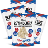 BeyondChipz Low Carb Tortilla Chips, Bang Bang Ranch, Keto Friendly, Gluten Free, 5.3oz Bag, Pack of 4