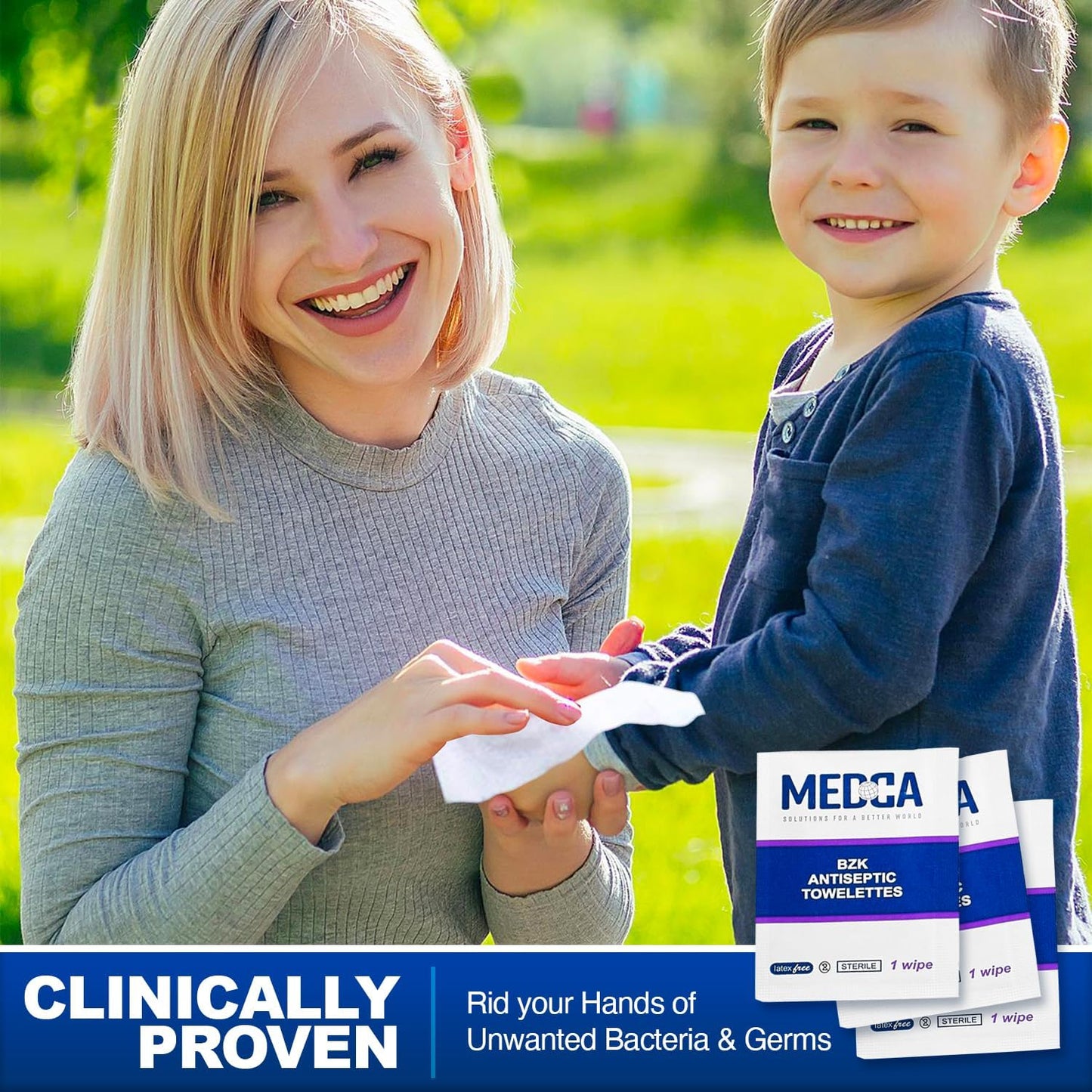 Hand Wipes - (Pack of 1000) Benzalkonium Chloride Swabs Individual BZK Single-Use Packets by MEDca