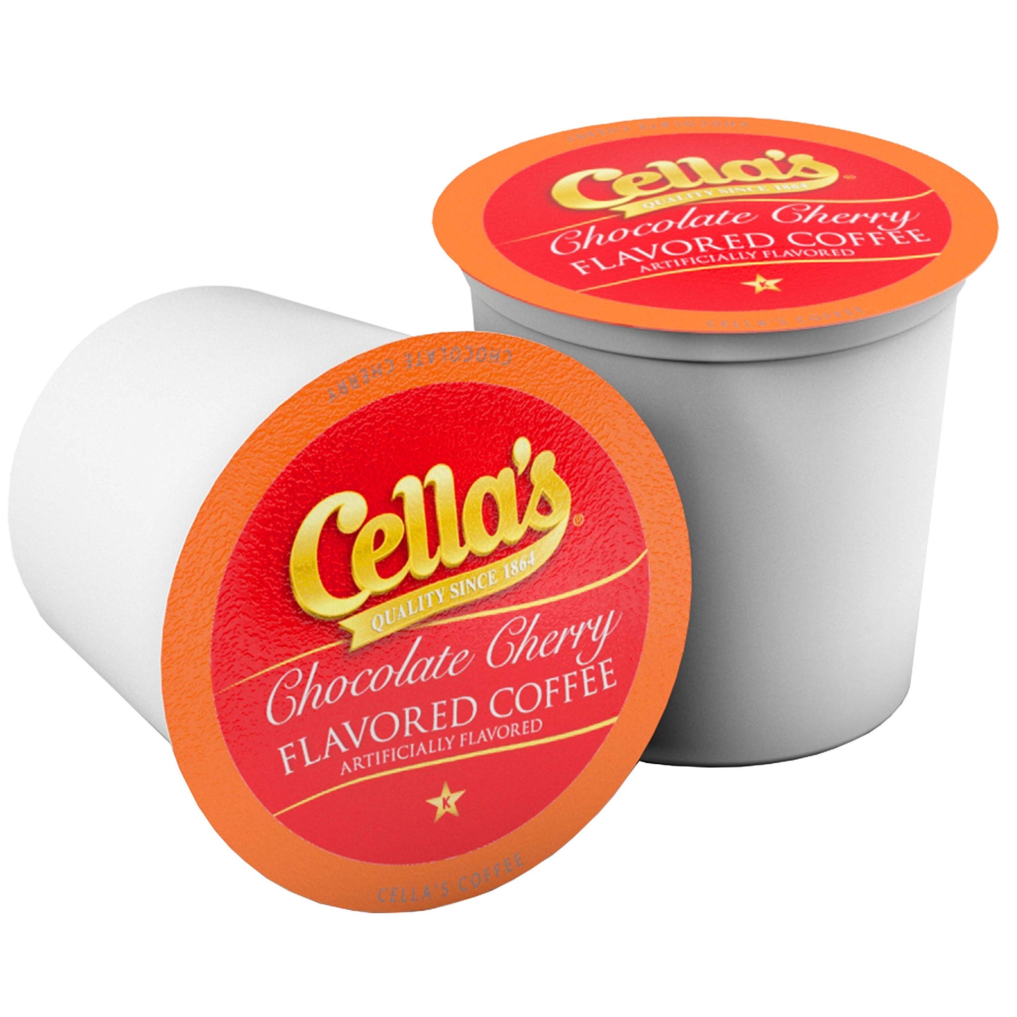 Cella's Chocolate Cherry Coffee Pods Compatible with Keurig K Cup Brewers, Medium Roast Flavored Coffee, Smooth Single Serve Pods for Home and Office
