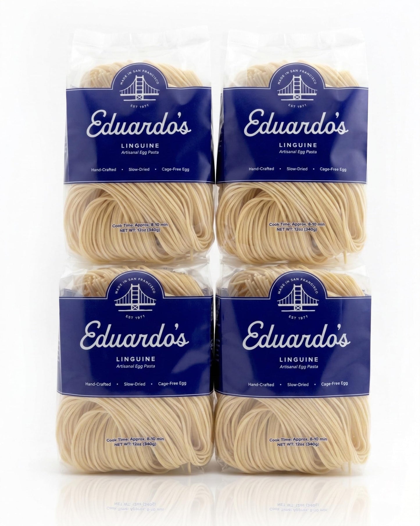 Eduardo's Pasta Co. Linguine Pasta, Hand-Laminated Egg Pasta, Ambient Temperature Slow Dried, Artisan San Francisco Pasta Since 1977, 12oz (4-Pack)