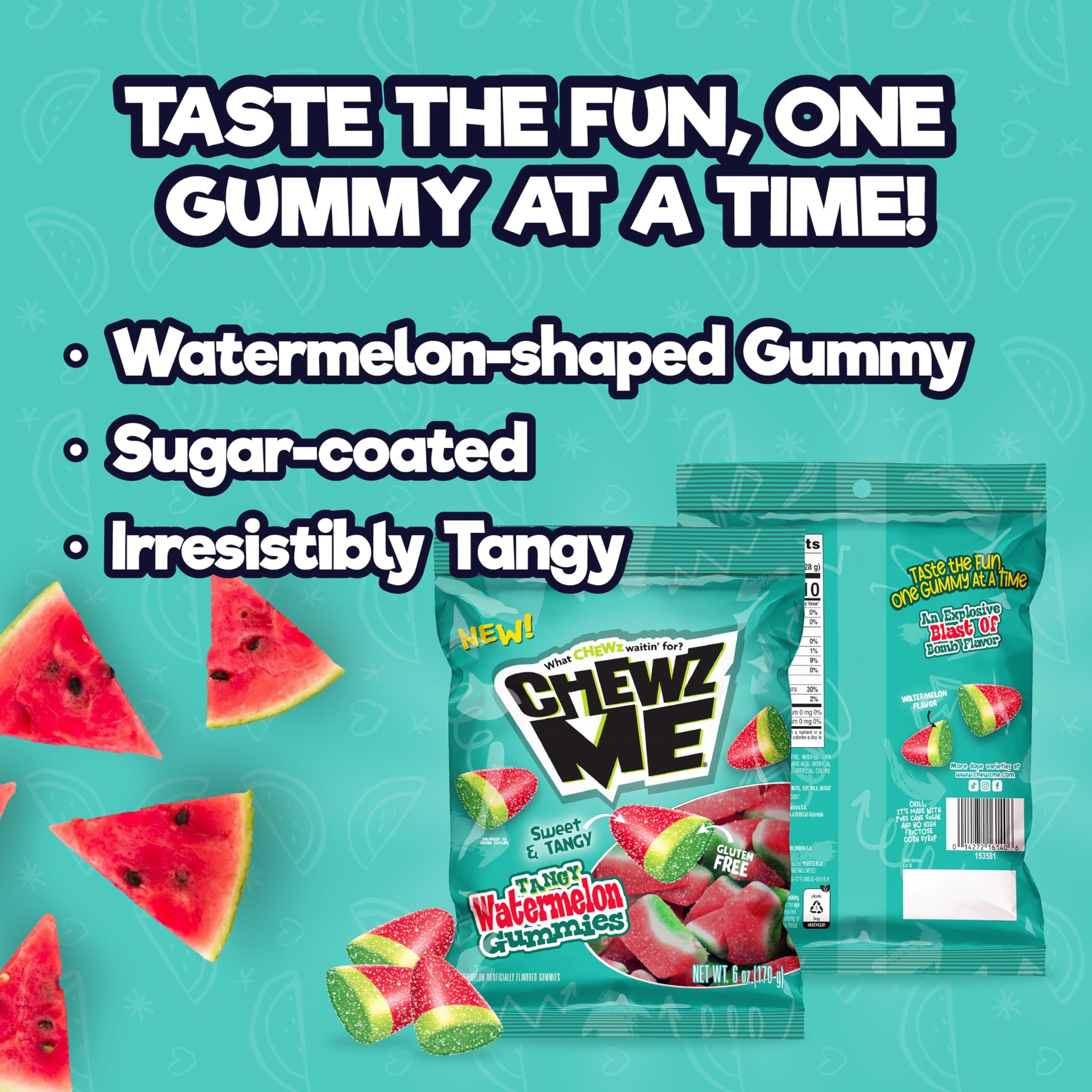 Colombina ChewzMe Watermelon Gummies, Sour Gummy Candy, 6 oz (Pack of 1)