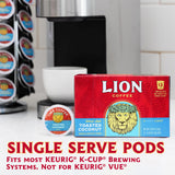 Lion Coffee Toasted Coconut Flavored Medium Roast Coffee Pods - Single-Serve Pods - Hawaiian Inspired Flavor - Arabica Coffee - Compatible