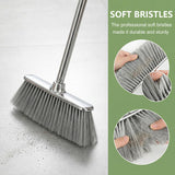 GLOHOO Indoor Soft Bristles Angle Sweeping Broom with Long Handle for Kitchen Hardwood Floor Cleaning