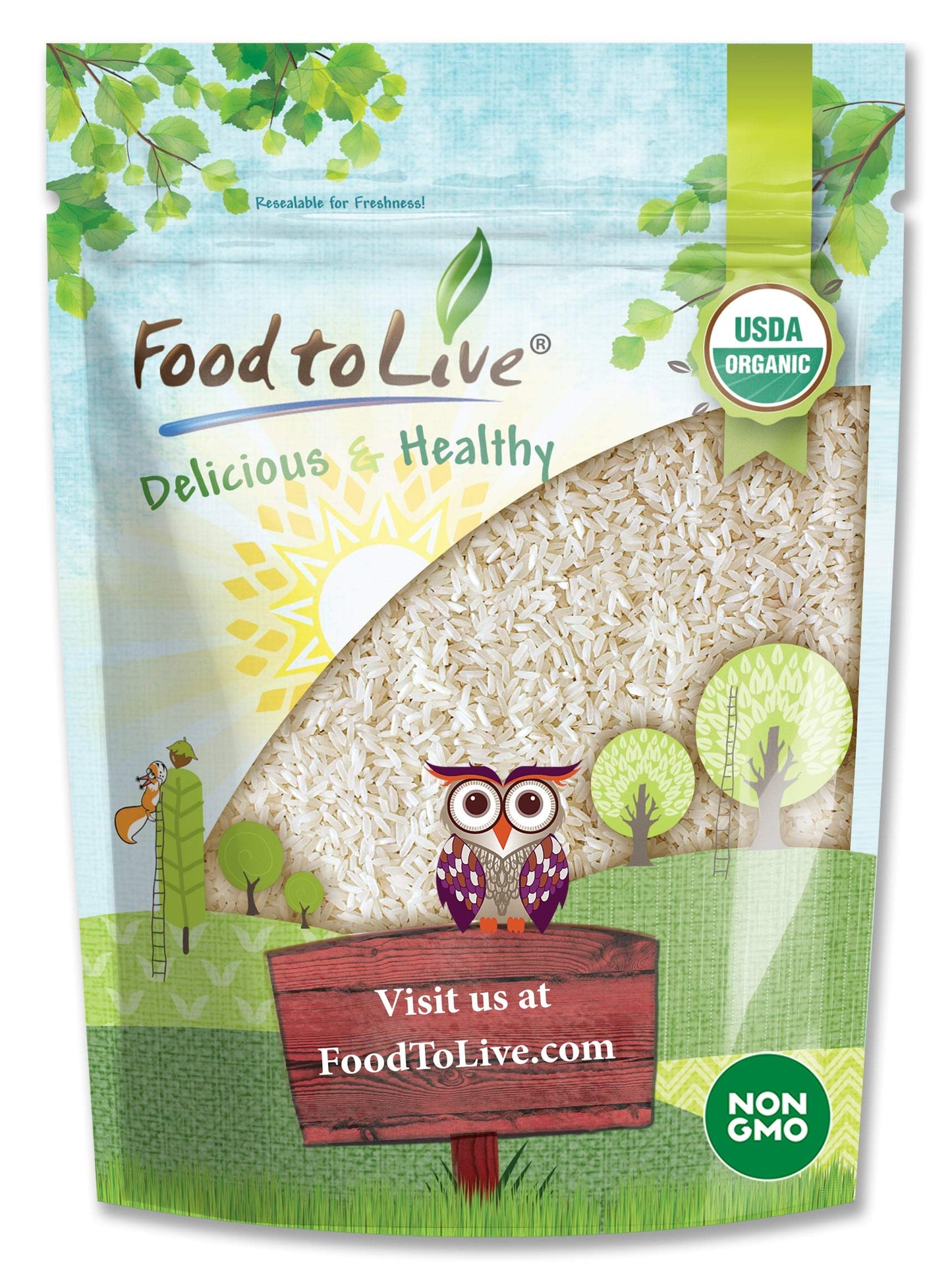Food to Live Organic Long Grain White Rice, 1 Pound - Non-GMO, Vegan, Kosher. Easy to Cook. Stays Separate and Fluffy. Low in Fat. Contains Iron. Perfect for Stuffing, Pilafs, Salads.