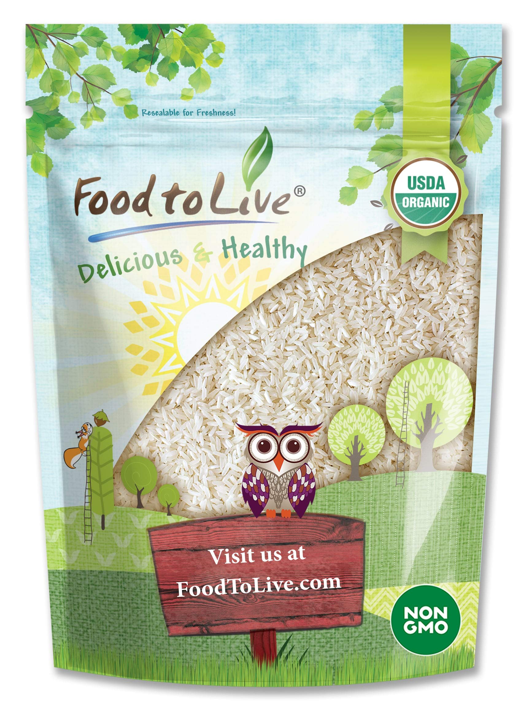 Food to Live Organic Long Grain White Rice, 3 Pounds - Non-GMO, Vegan, Kosher. Easy to Cook. Stays Separate and Fluffy. Low in Fat. Perfect for Stuffing, Pilafs, Salads.