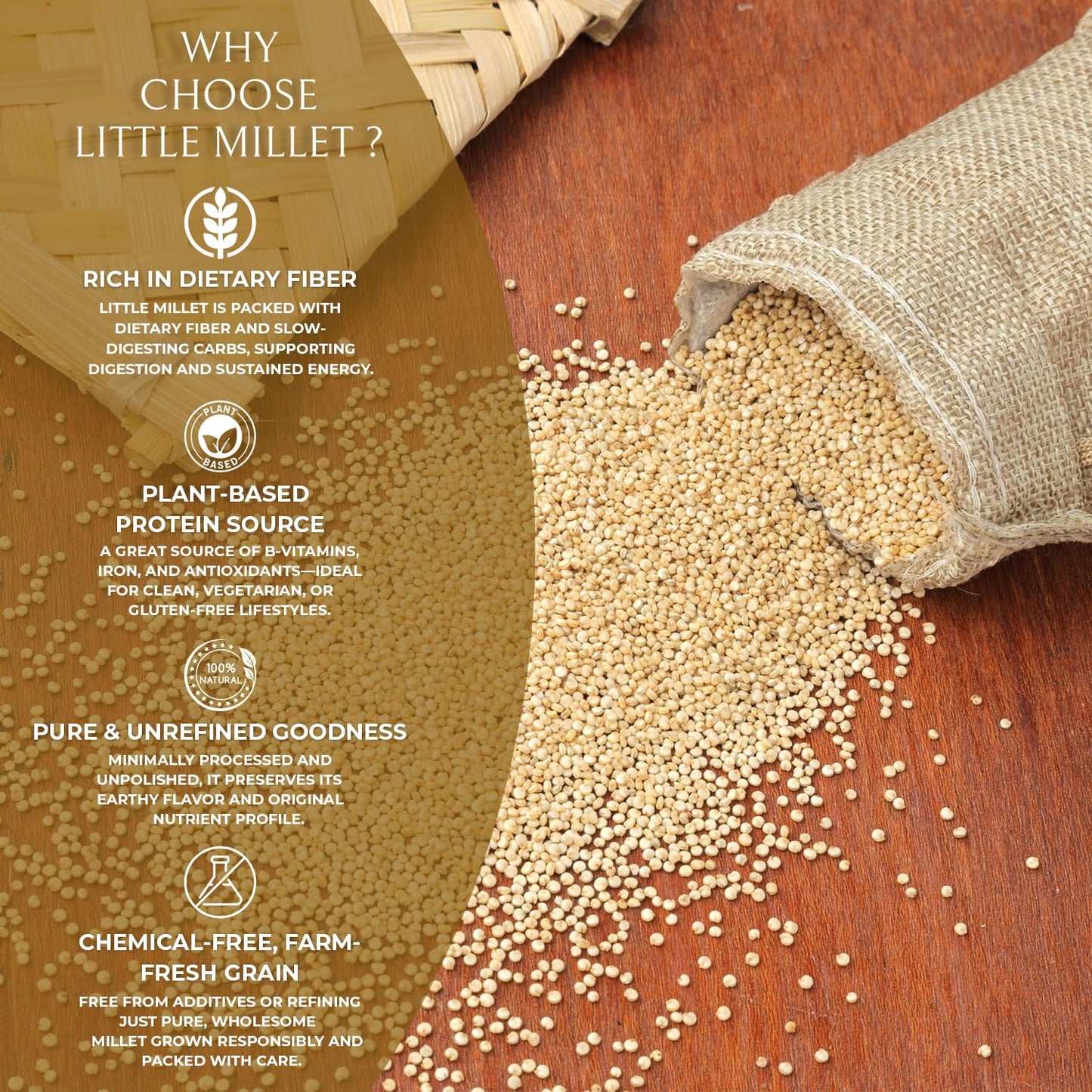 DFOLS Little Millet Whole Grain Light Earthy Flavor for Daily Cooking 0.55lb 8.82oz (250g) Premium Quality ???????