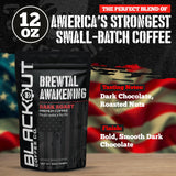 Blackout Coffee Brewtal Awakening Whole Bean Coffee - Dark Roast, High Caffeine, Bold & Strong - Freshly Roasted 12oz Bag