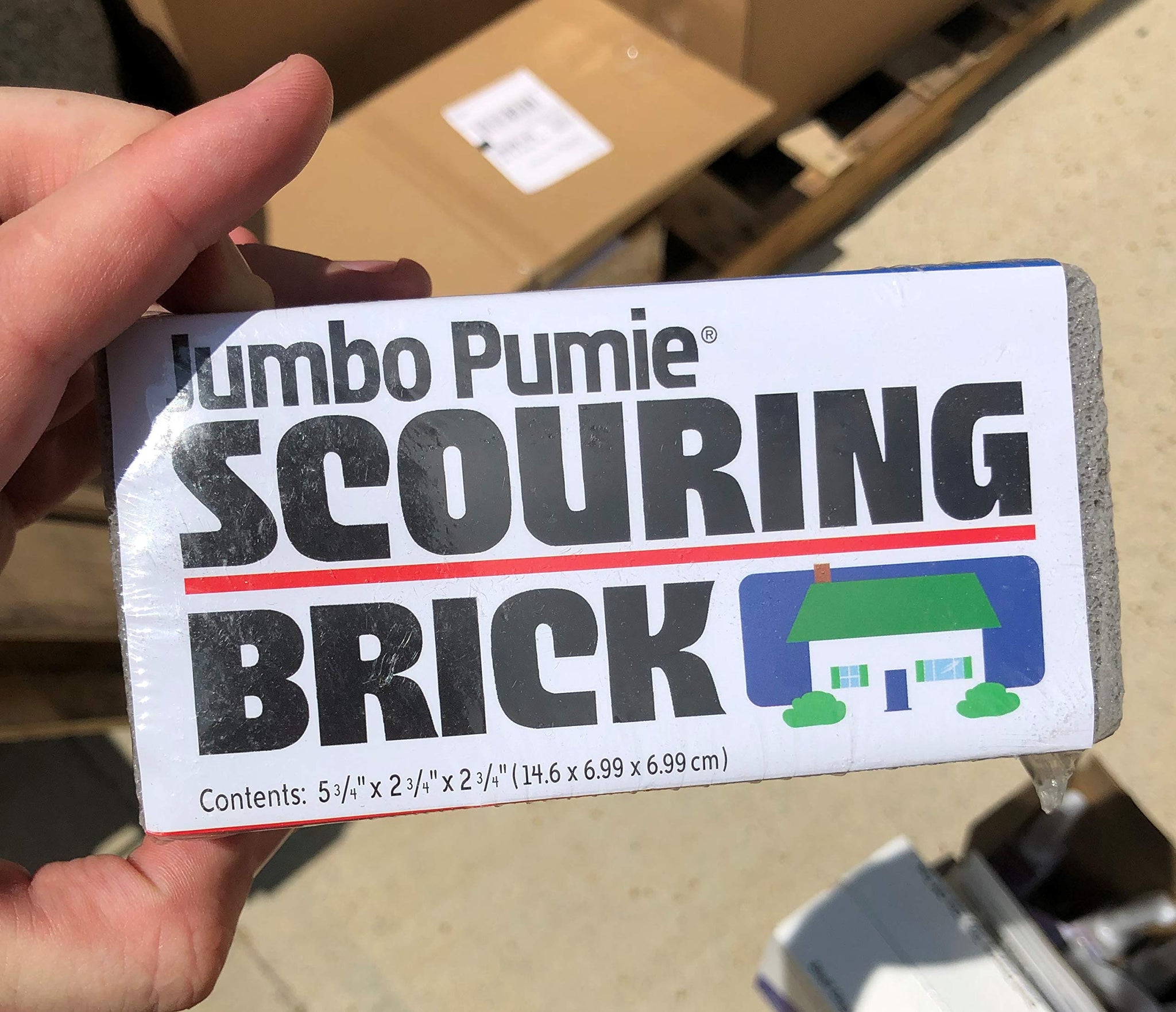 PUMIE Jumbo Scouring Brick for Large Surface Cleaning, Removes Lime, Scale, Rust, Calcium - Pool Pumice Stone Tile Cleaner, Barbecue Cleaning Stone