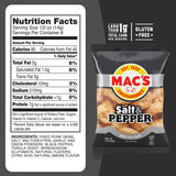 Mac's Salt and Pepper Fried Pork Skins - Salt & Pepper Flavored Chicharrones Pork Rinds - Low Carb, Gluten-Free, Keto-Friendly Snack- 3oz (12-Pack)