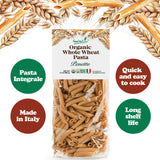 Food to Live Organic Pennette Whole Wheat Pasta 1.1 lb (Pack of 2) - Made in Italy. Pasta Integrale Bio. High Fiber, Non-GMO, Vegan, Bulk