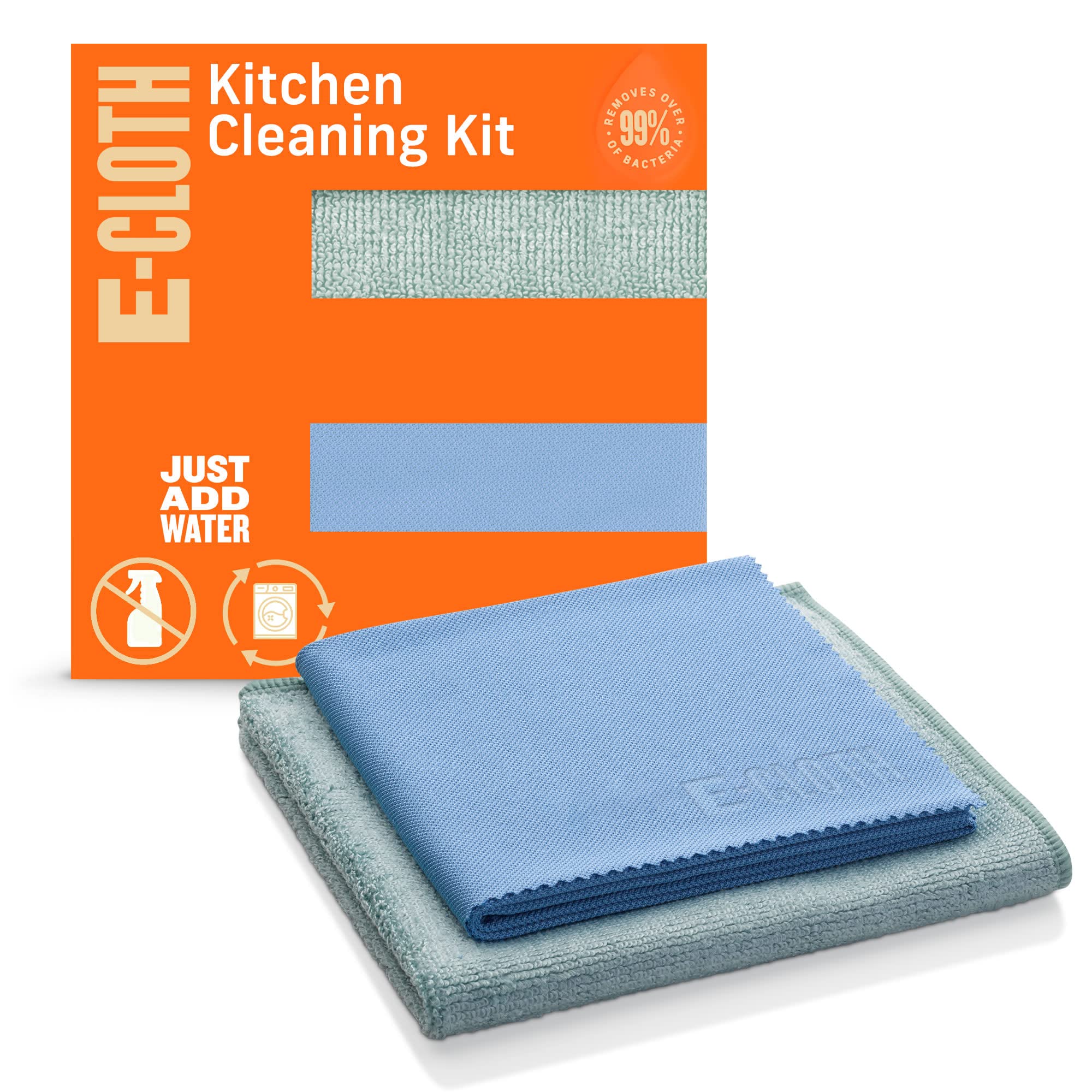 E-Cloth Kitchen Cleaning Kit, Premium Microfiber Cleaning Cloth with Scrubber, Ideal Cleaning Supplies for Kitchen Sinks and Dish Scrubber, 100 Wash