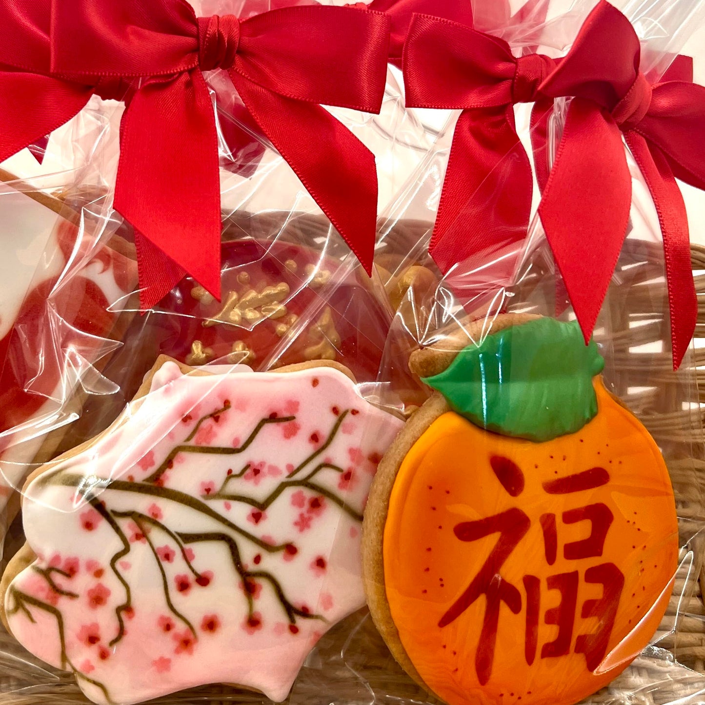 Chinese New Year Zodiac Goat 2027 Cookies- 6 Decorated Shortbread Cookies Individually Wrapped With Bow by BakersDozenToGo