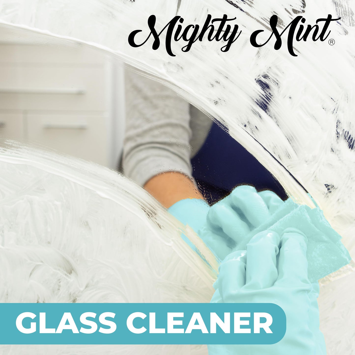Mighty Mint Glass Cleaner, Ammonia-Free, Streak-Free Spray for Windows, Screens, Stovetop, Bathroom, Natural Peppermint Scent, 16oz