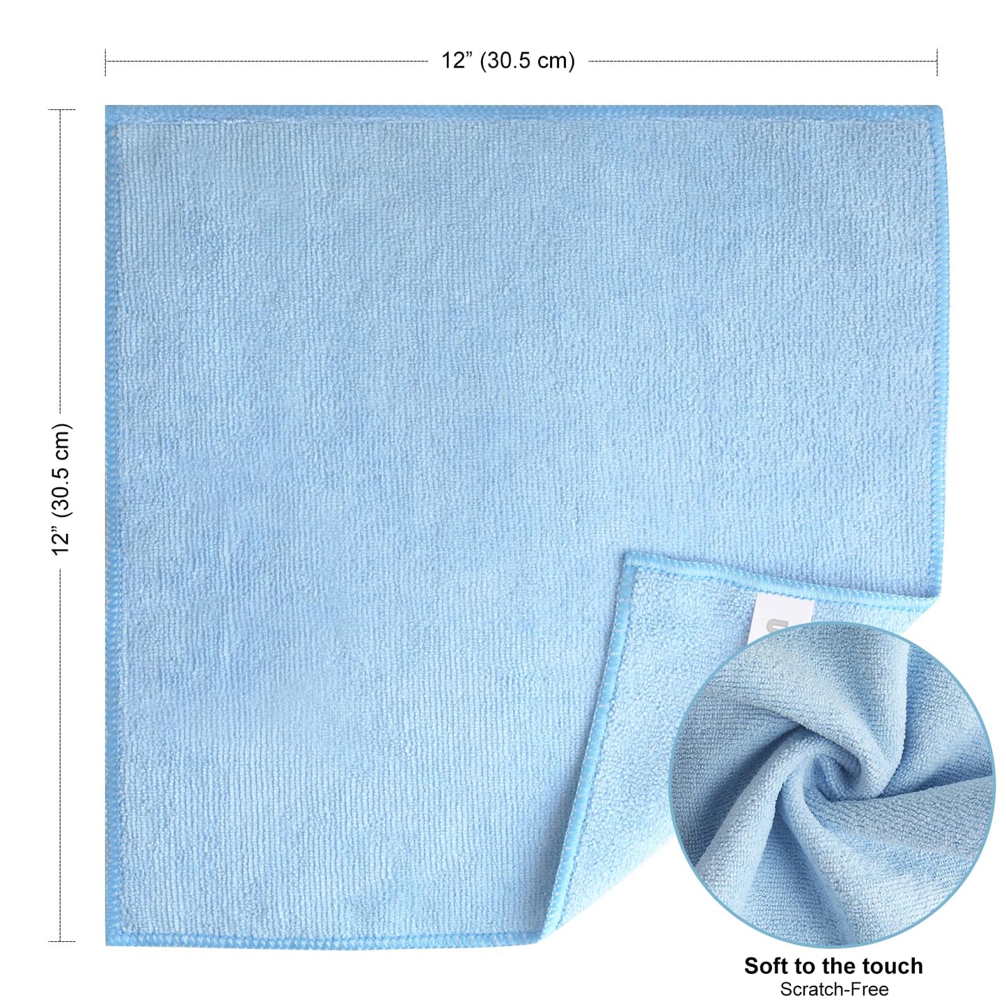 USUIT 12-Pack Microfiber Cloths (12"x12") High Density 320 GSM Ultra-Absorbent Towels - Reusable Lint-Free Wash Rags for Car, Kitchen, Glass & Home