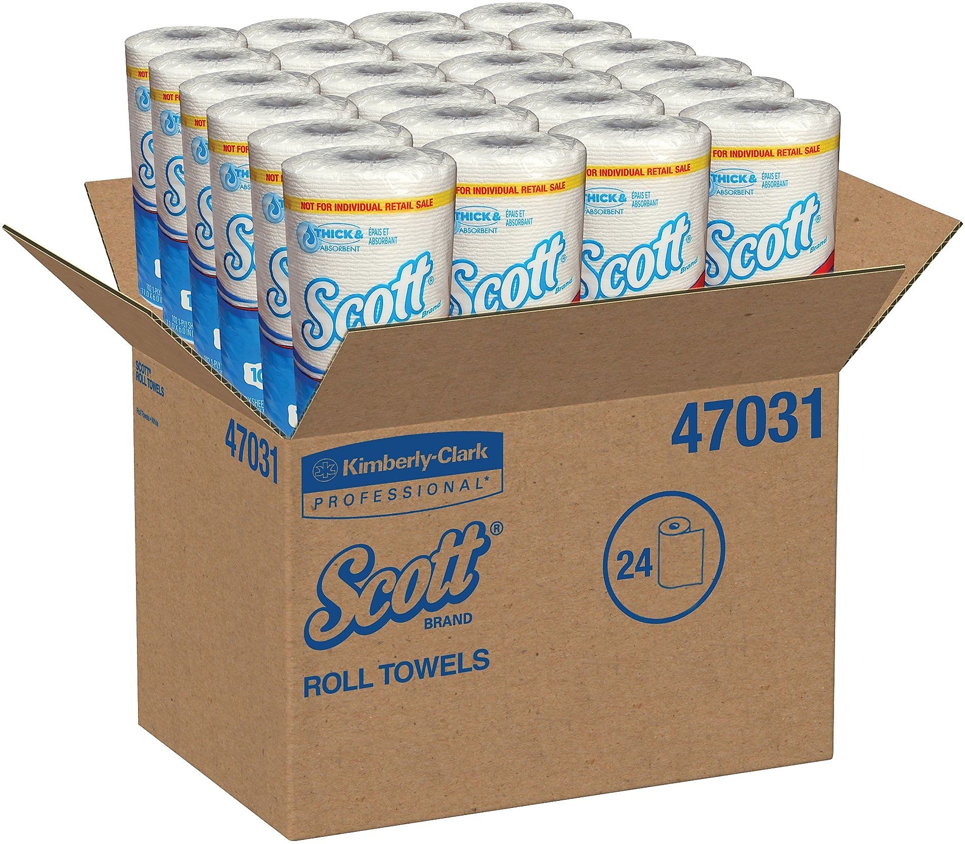 Scott Choose-A-Sheet Mega Kitchen Roll Paper Towels, 1-Ply, 4.8 x 11, White, 102/Roll, 24/Carton