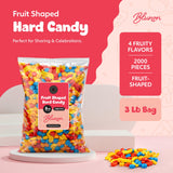 Fruit Shaped Hard Candy - 3 Pounds Bulk - Kids Candies Nostalgic - Gumball Machine Refills Candy Bar - 2000 Pieces