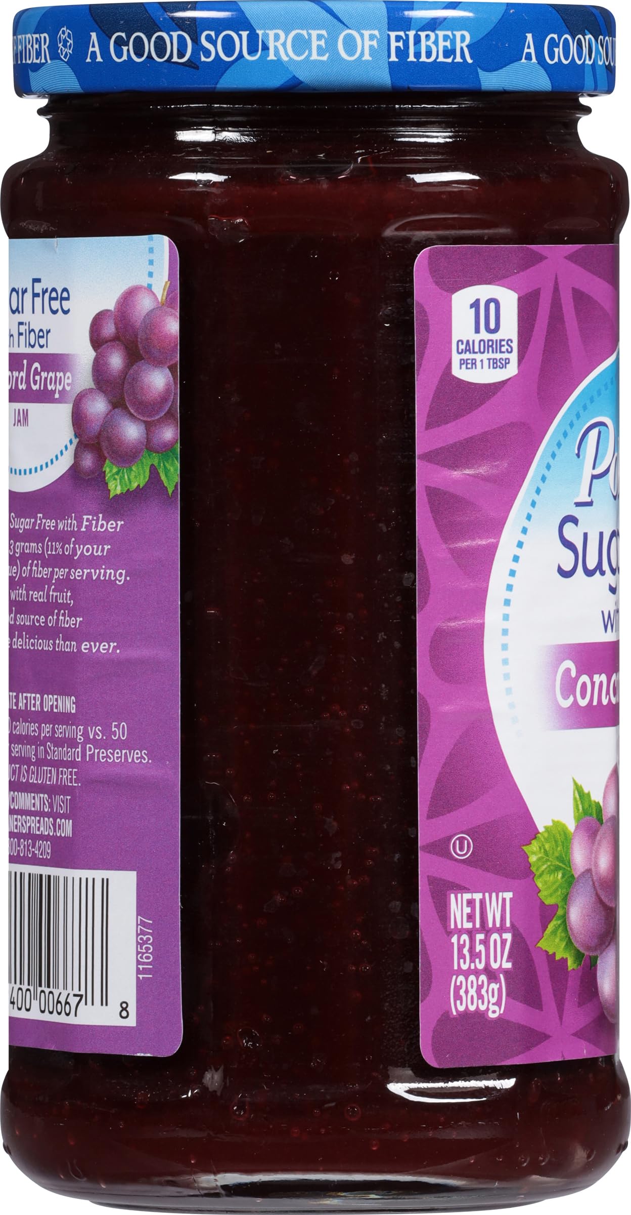 Polaner Sugar Free with Fiber, Grape Jam, 13.5 Ounce