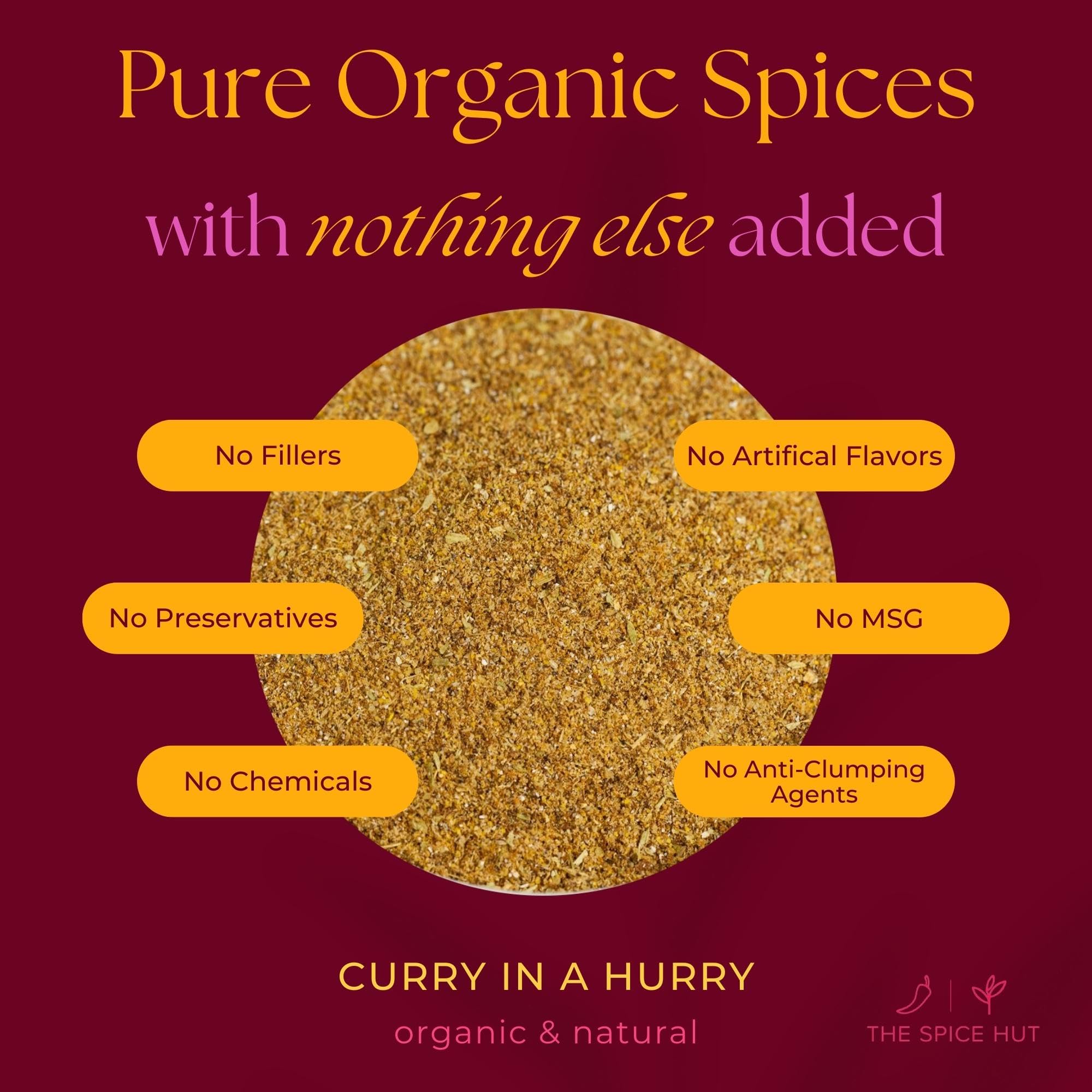 Organic Curry in a Hurry Seasoning Powder by Spice Hut, No Salt, Burst of Indian Flavor for any Dish, Easy Masala Spice for Home Cooking, Chefs, Busy