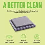 E-Cloth Stainless Steel Microfiber Cleaning Cloth Kit - Stainless Steel Cleaner for Appliances, Oven, Stove, & More - Microfiber Towels for Cars
