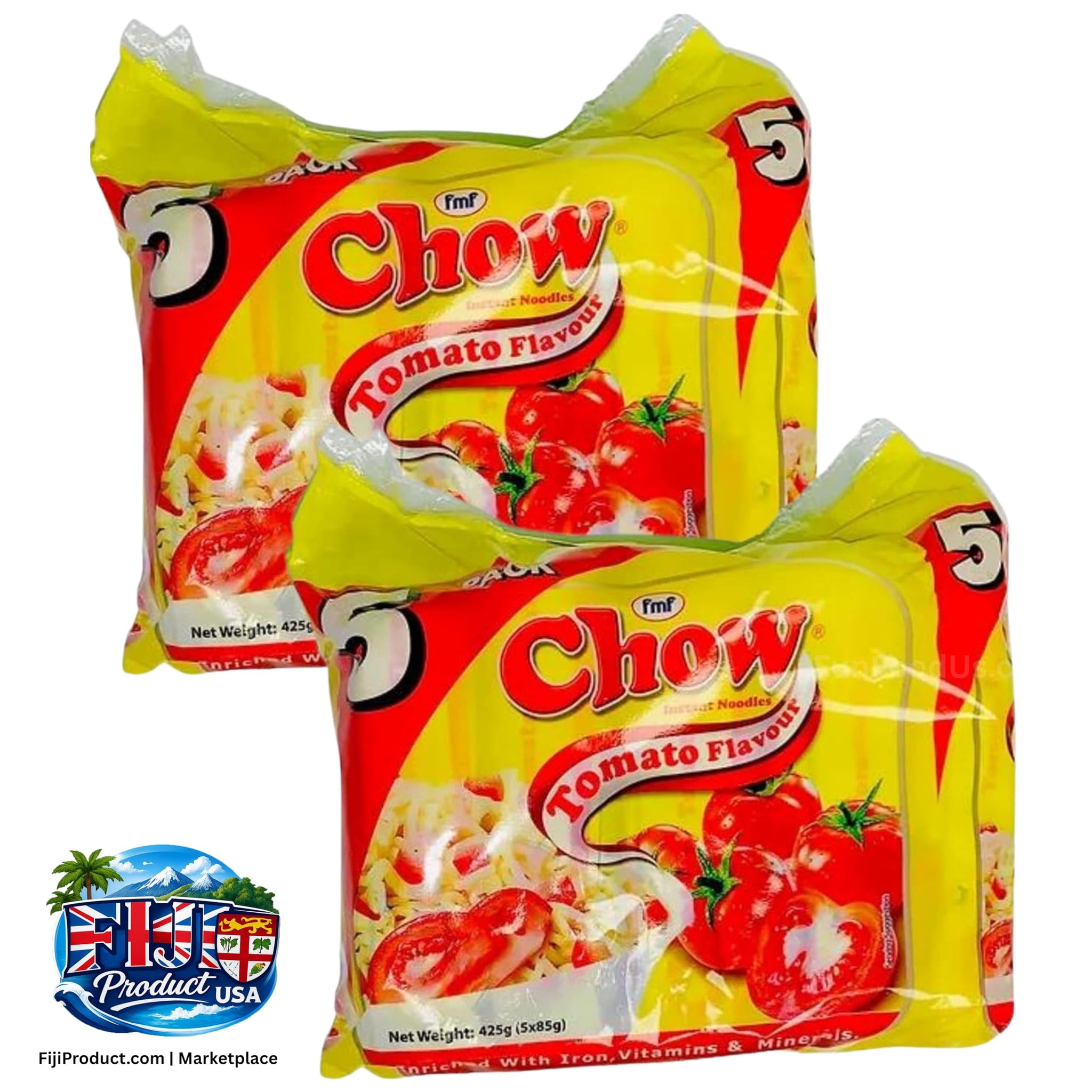 Chow - Instant 2 Minute Noodles - Tomato Flavor with Seasonings (2 x 5 Packs / 80g) To boost the goodness in your bowl, Delicious Meal in Just 2