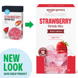 Amazon Grocery, Strawberry Drink Mix with Caffeine, 10 packets, 1.1 Oz