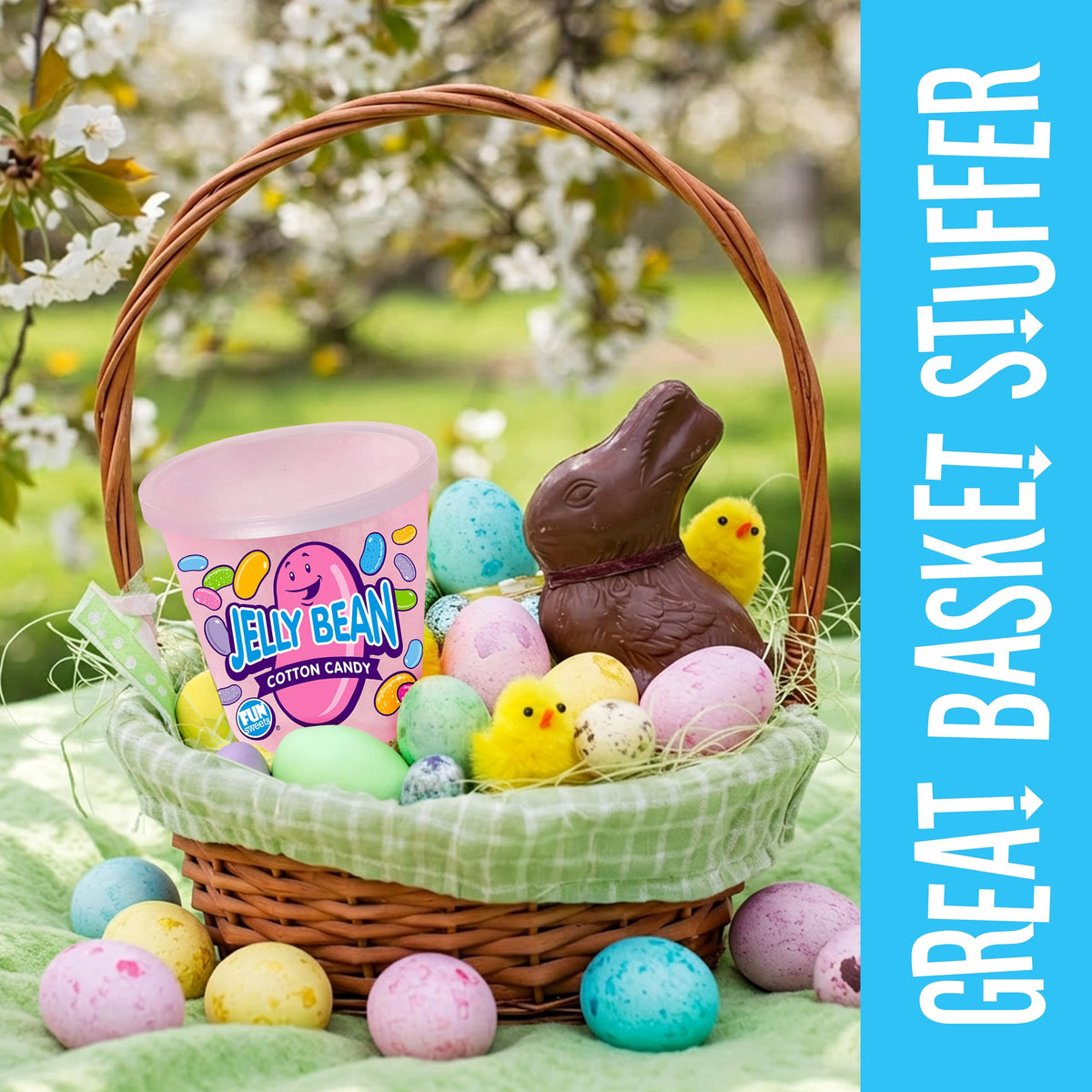Fun Sweets Cotton Candy - 2 Pack - Jelly Bean CottonCandy in 1.5 oz Tubs - Individual Carnival Cotton Candy Tubs