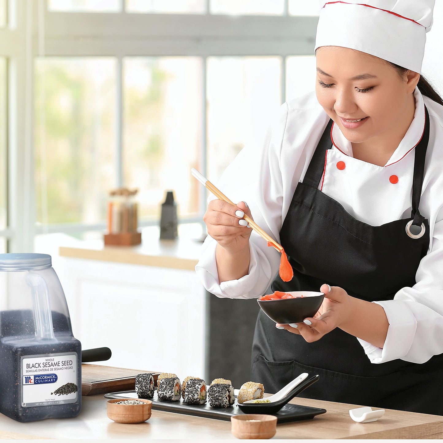 McCormick Culinary Whole Black Sesame Seed, 5.5 lb - One 5.5 Pound Container of Bulk Black Sesame Seeds for Cooking, Perfect for Asian-Inspired Dishes