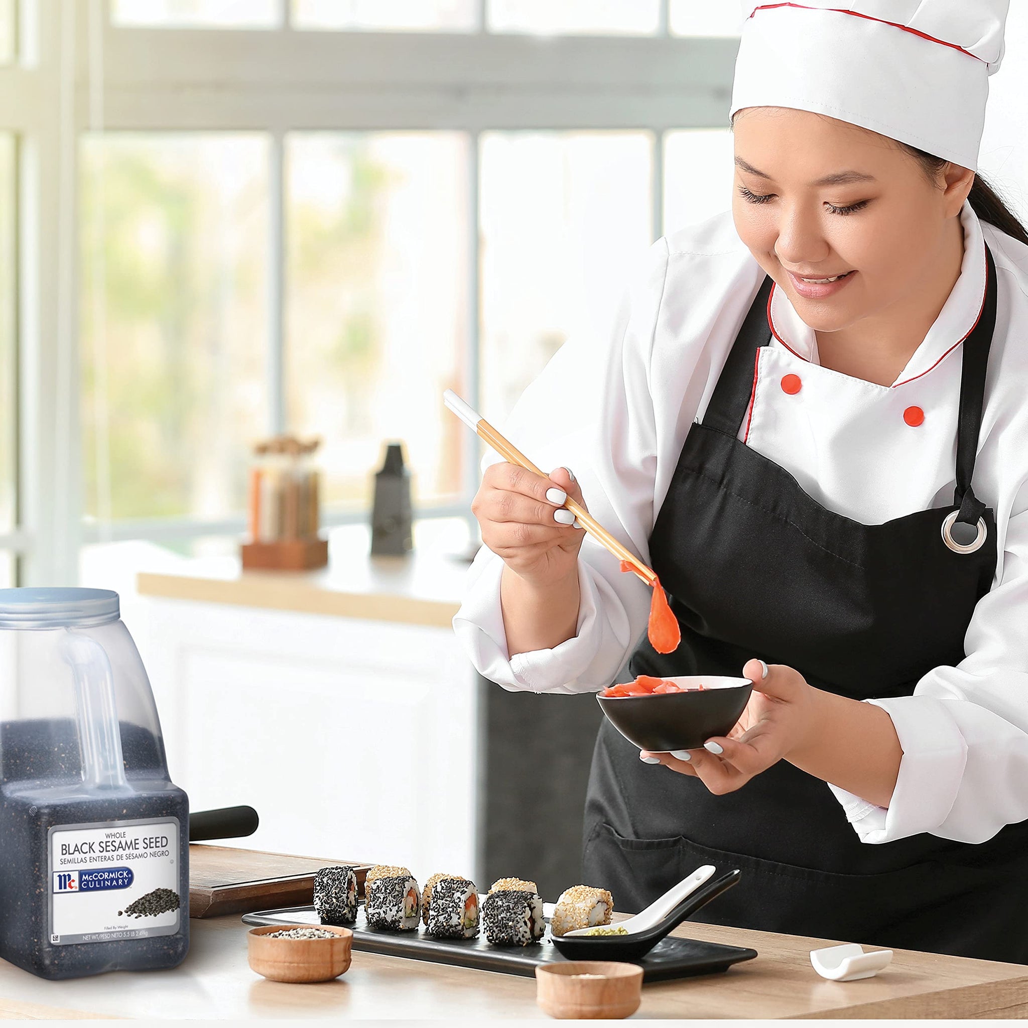 McCormick Culinary Whole Black Sesame Seed, 5.5 lb - One 5.5 Pound Container of Bulk Black Sesame Seeds for Cooking, Perfect for Asian-Inspired Dishes